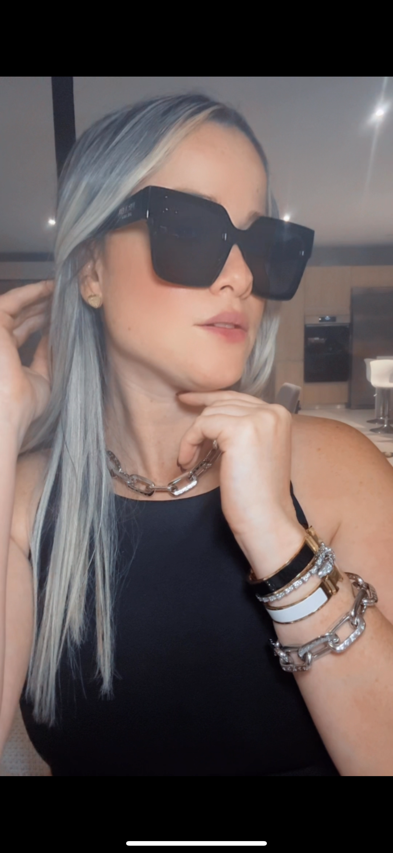 P COLORS BLACK WHITE BLUE GOLD SUNGLASSES
