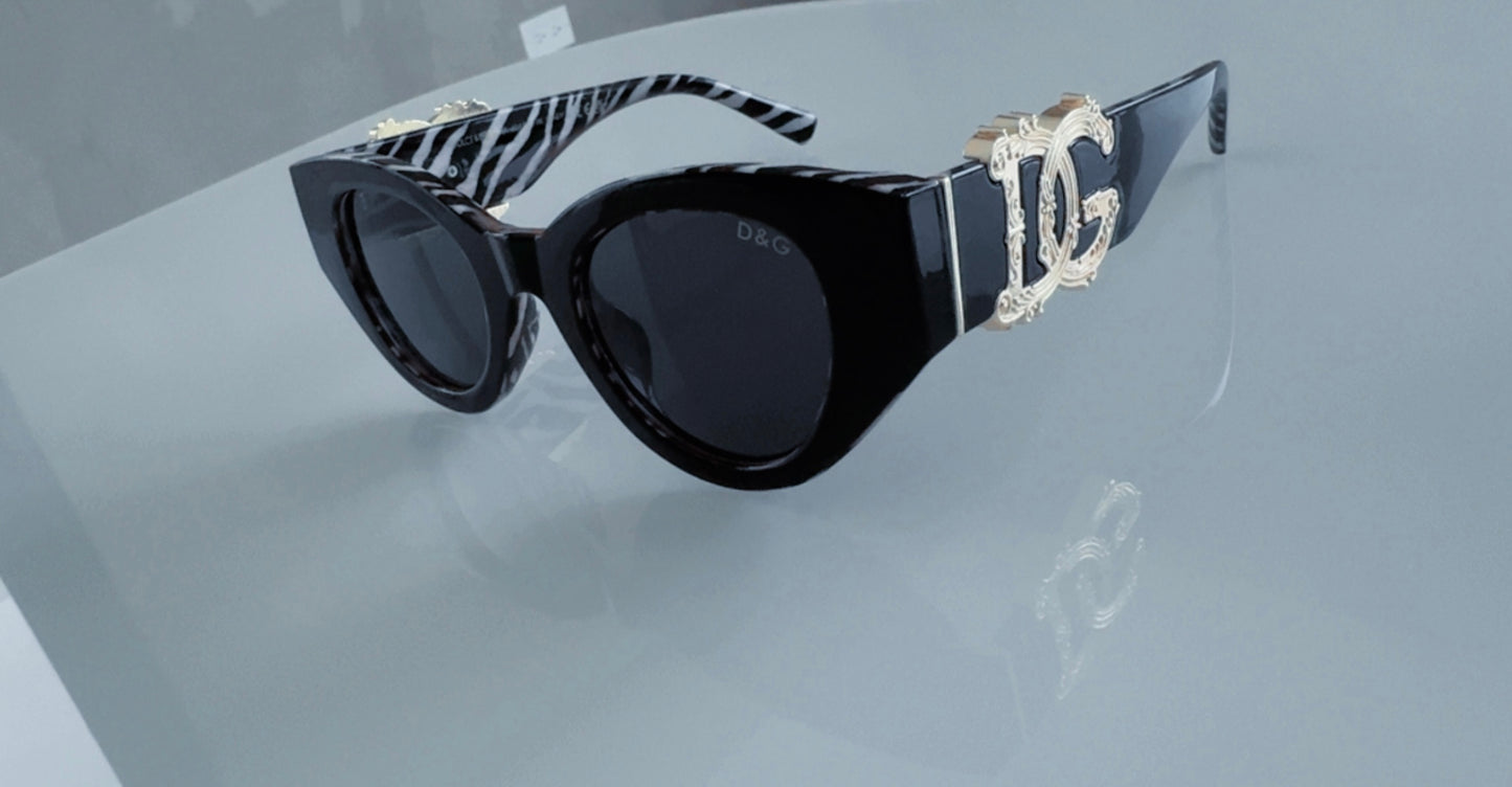 D BLACK AND GOLD ZEBRA SUNGLASSES