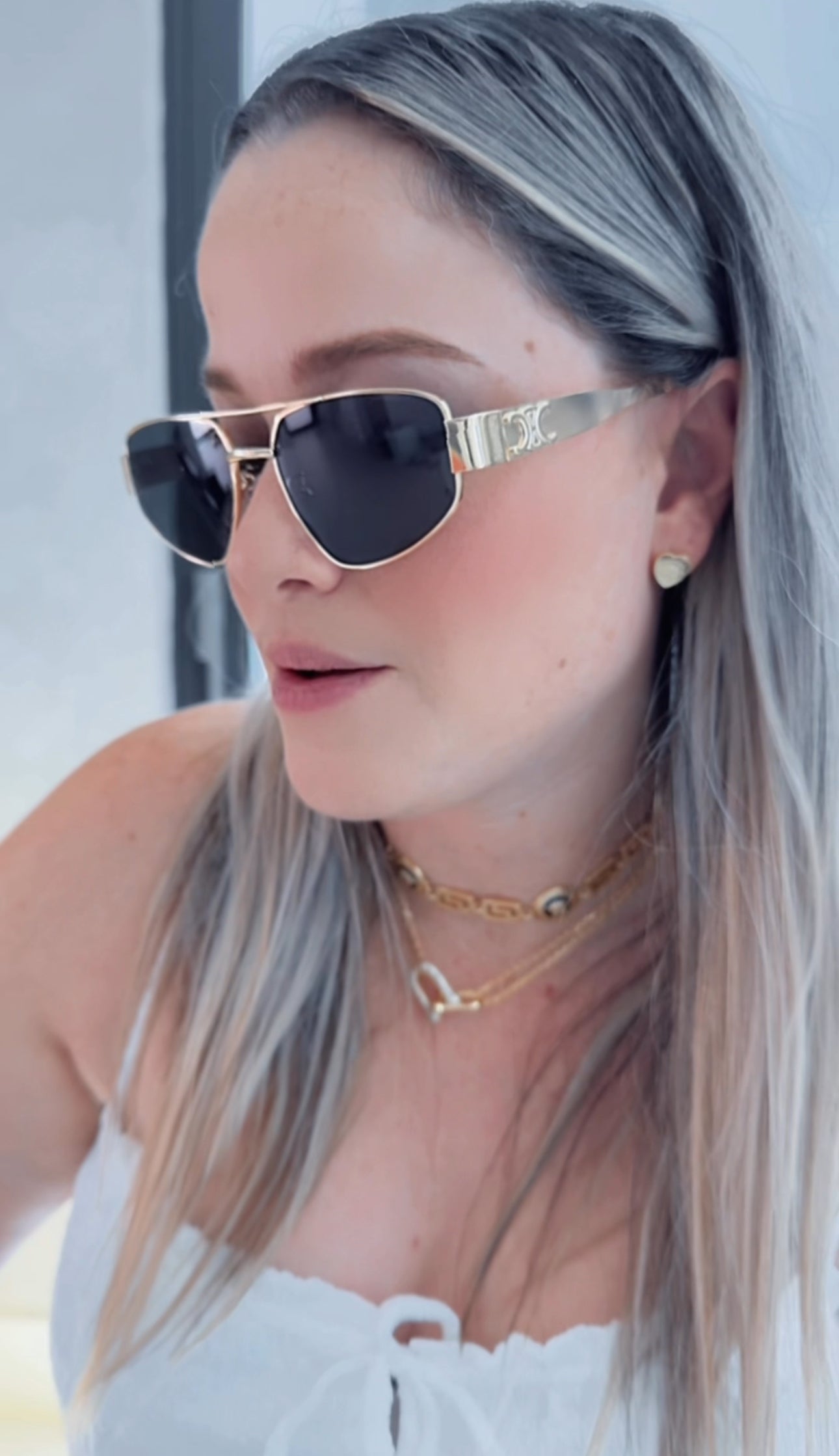 C COLORS SILVER GOLD SUNGLASSES
