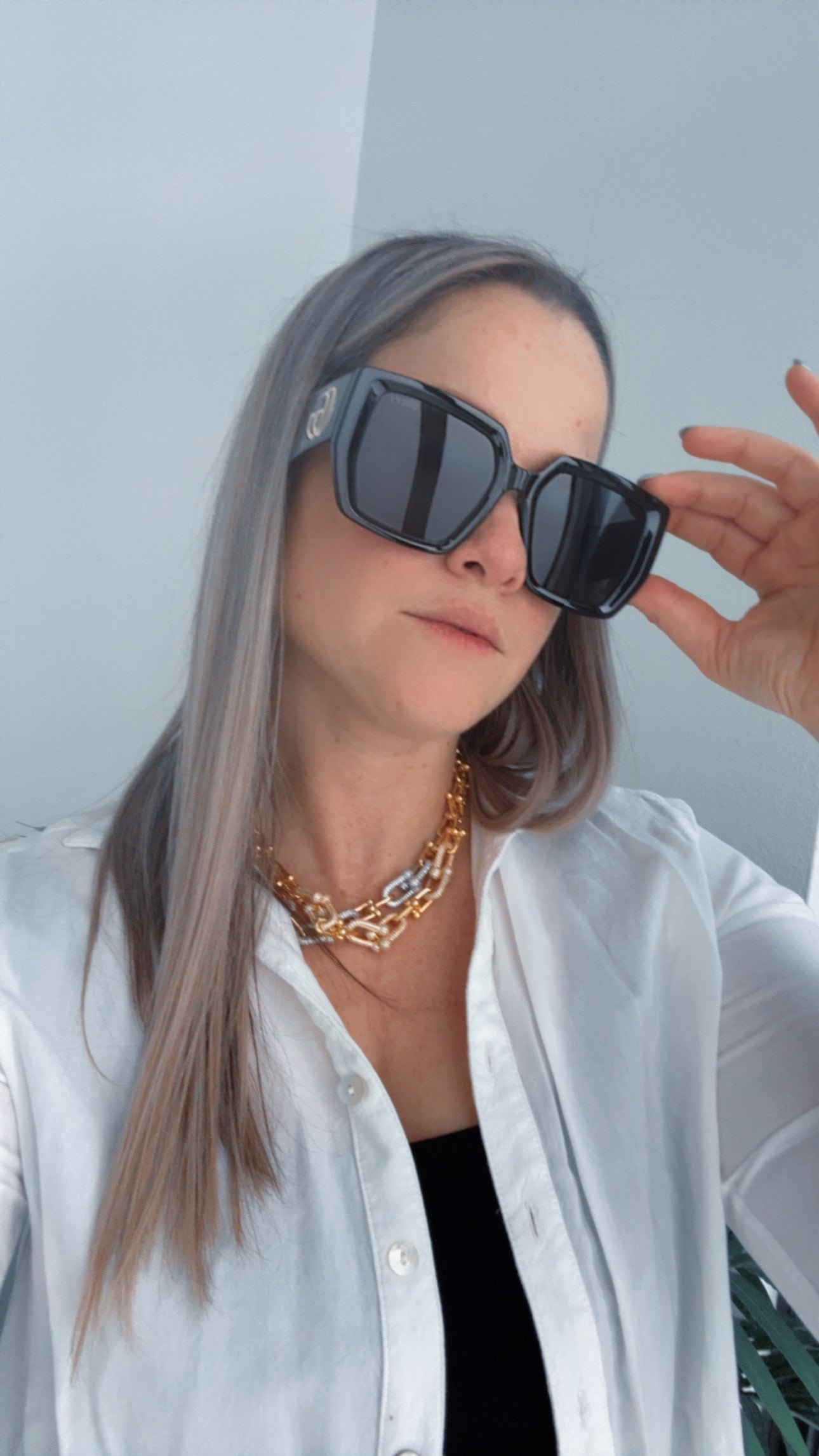 G BLACK AND GOLD SUNGLASSES