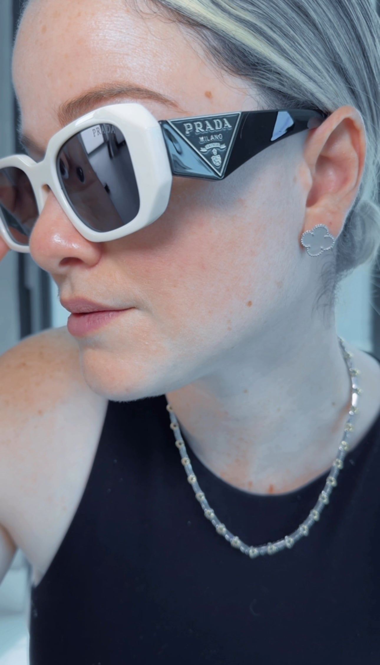 P BLACK & BONE WHITE SUNGLASSES