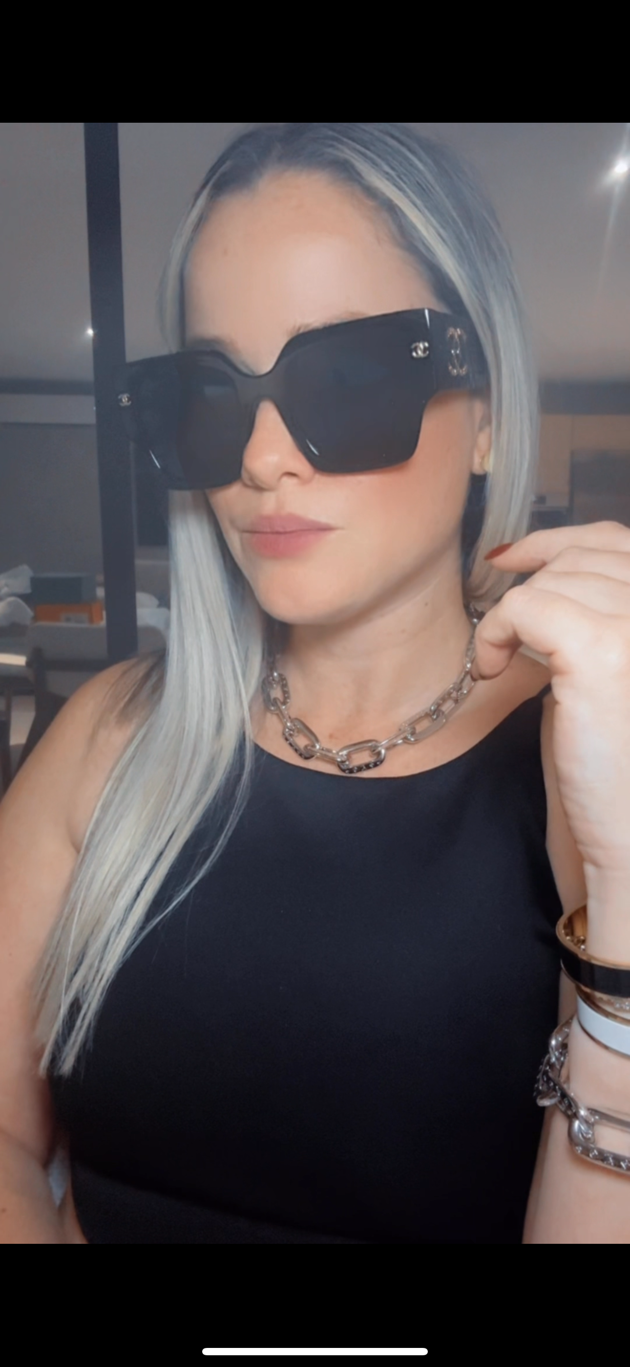 C BLACK AND GOLD SUNGLASSES
