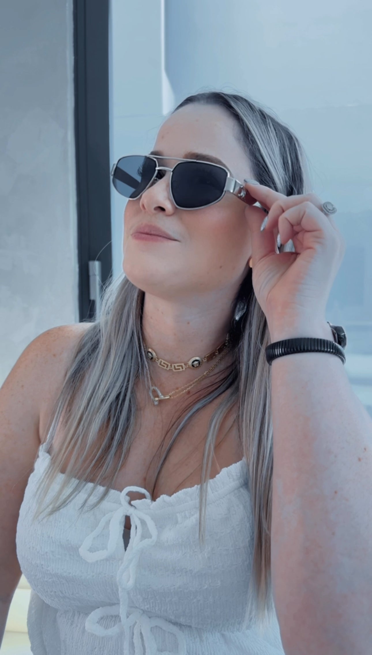 C COLORS SILVER GOLD SUNGLASSES