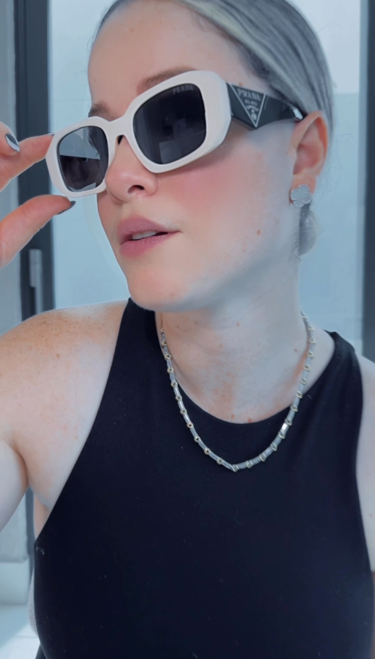 P BLACK & BONE WHITE SUNGLASSES