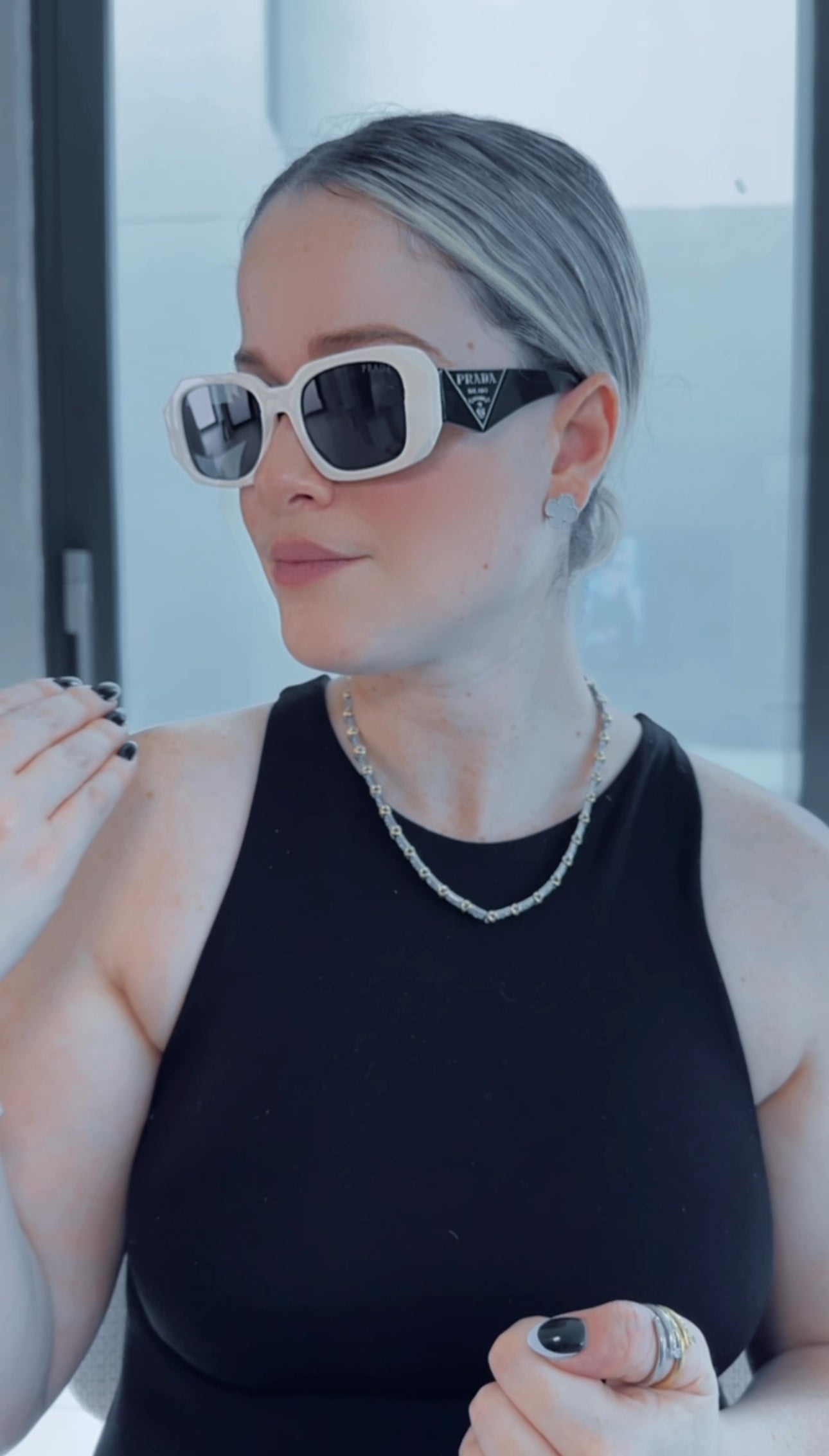 P BLACK & BONE WHITE SUNGLASSES
