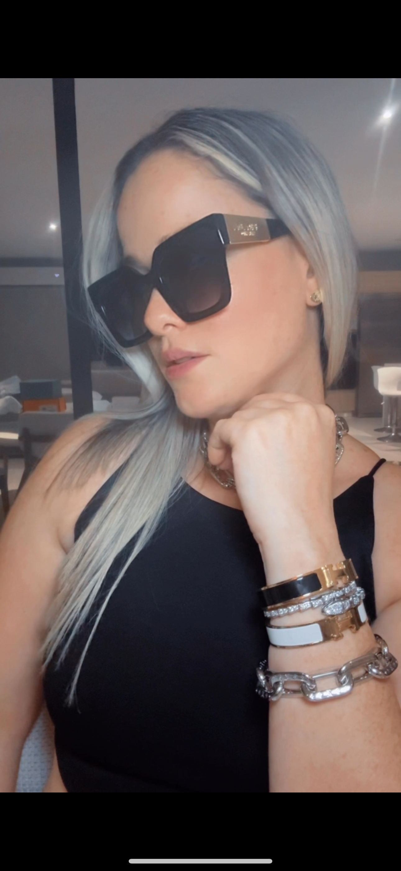 P COLORS BLACK WHITE BLUE GOLD SUNGLASSES