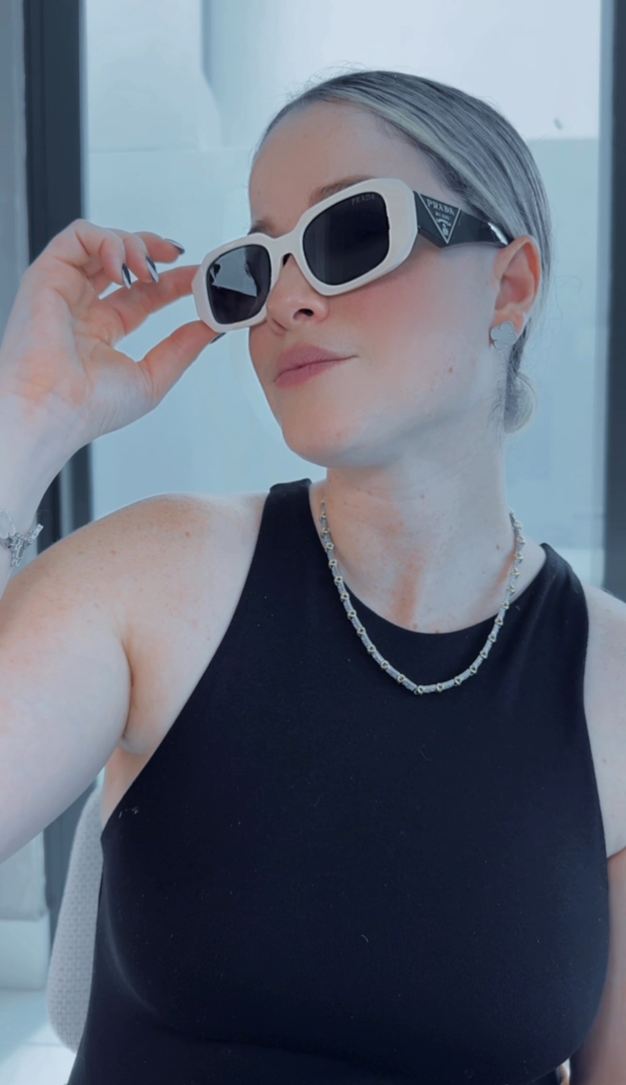 P BLACK & BONE WHITE SUNGLASSES