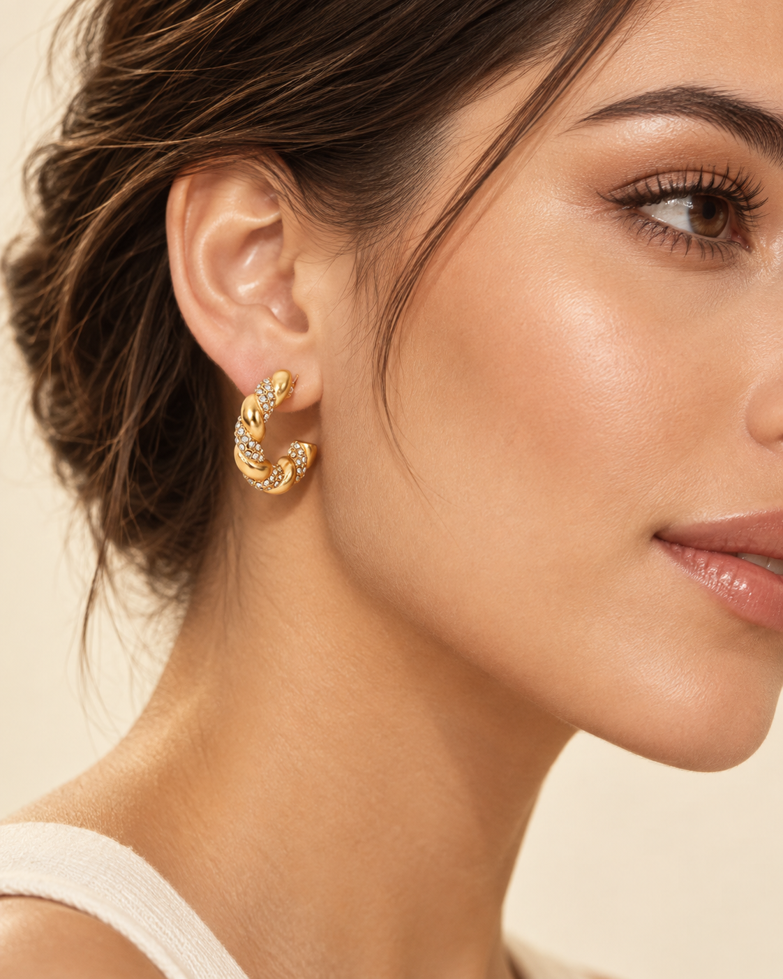 GOLD TWIST ZIRCONIA EARRINGS