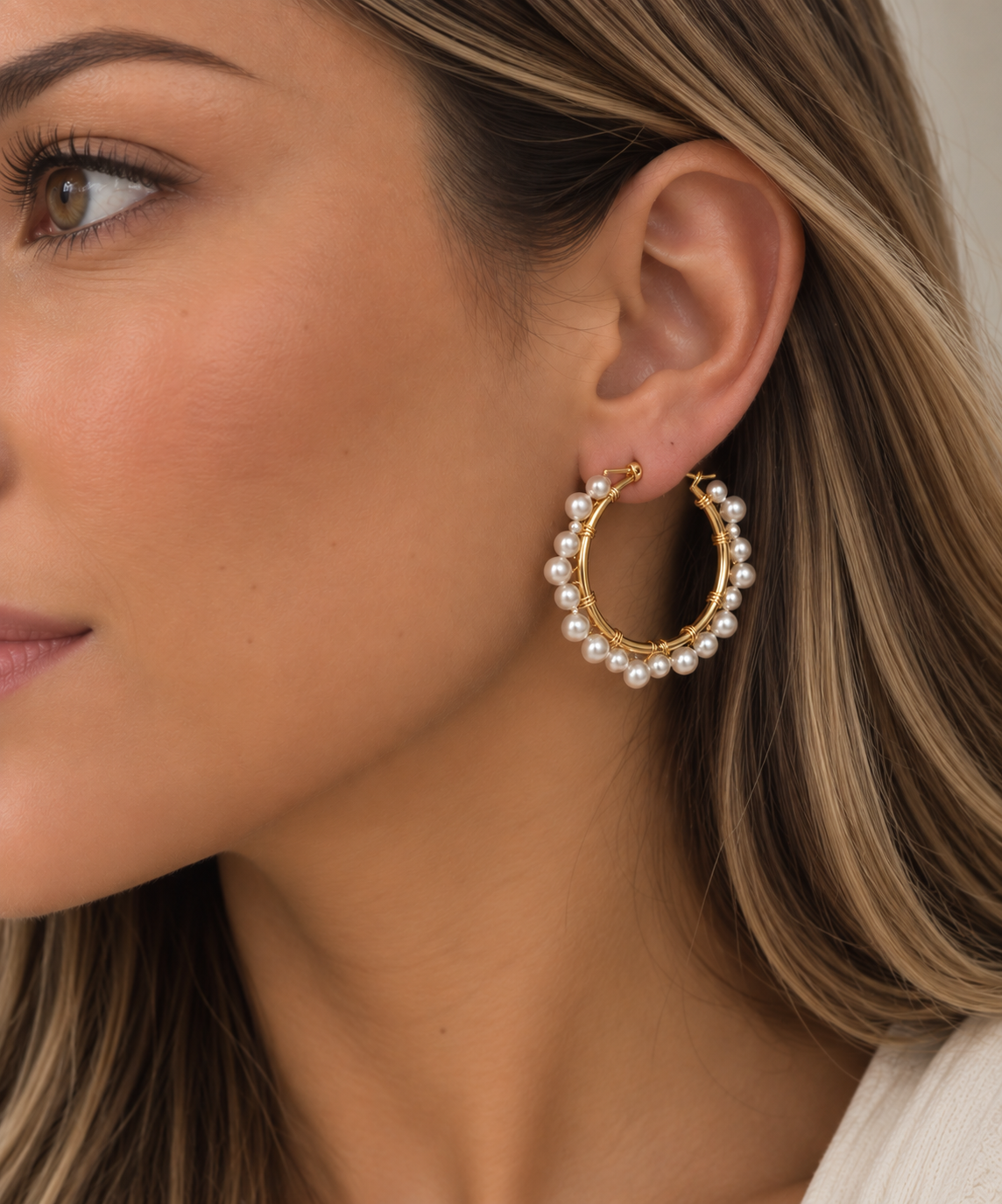 GOLD PEARL HOOPS