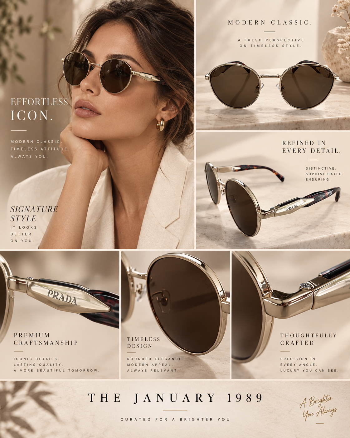 P COLORS BROWN GOLD BLACK SUNGLASSES