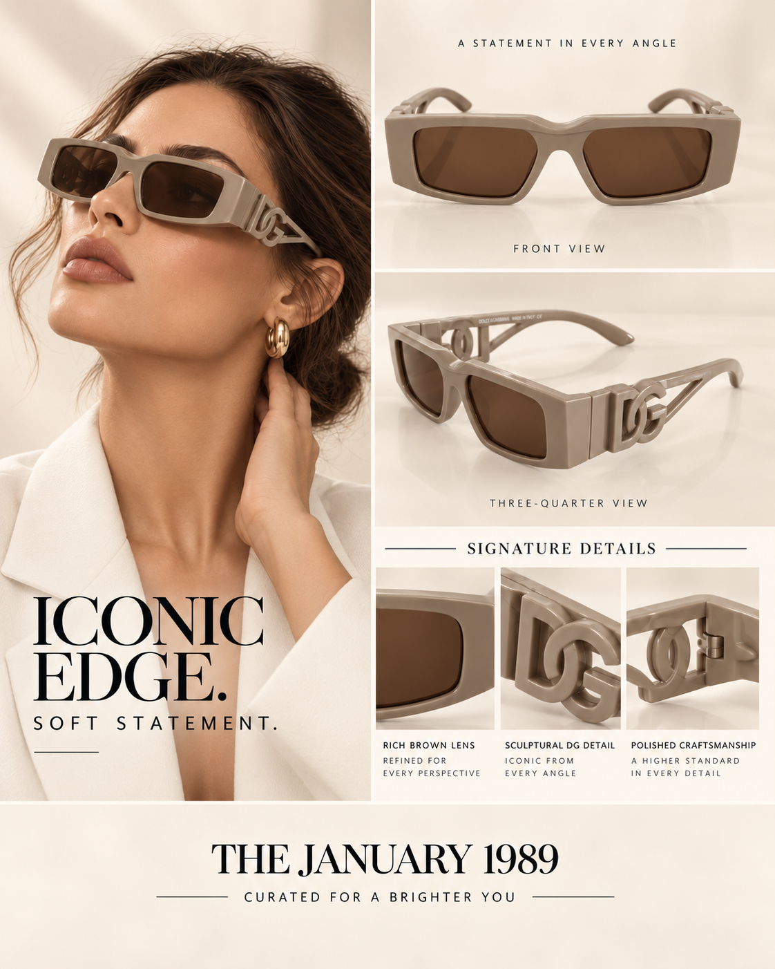 D COLORS BLACK BROWN BEIGE SUNGLASSES