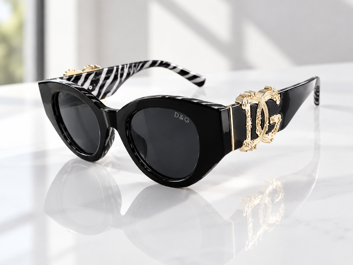 D BLACK AND GOLD ZEBRA SUNGLASSES
