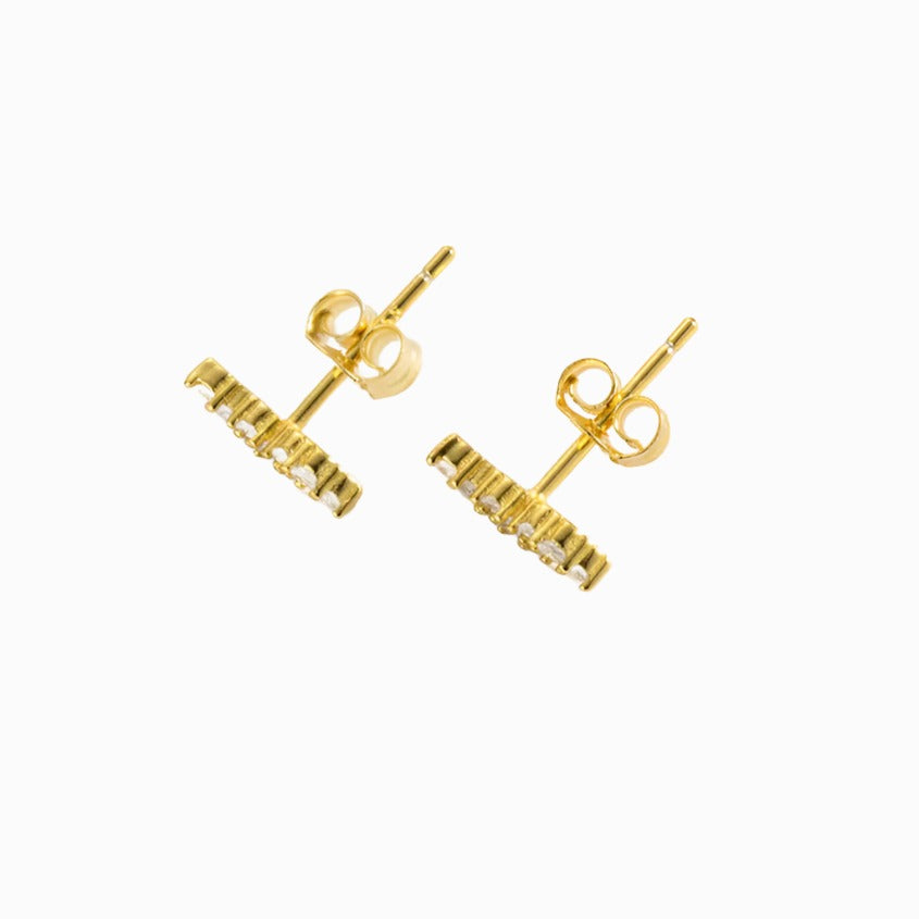 2 PIECES GOLD THREE DROPS EARRINGS STUDS