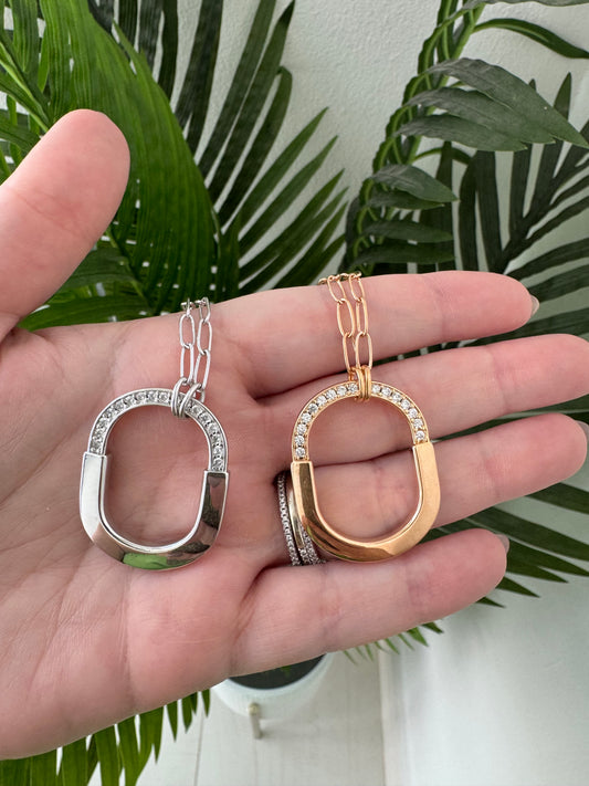 T NECKLACE SILVER ROSE GOLD