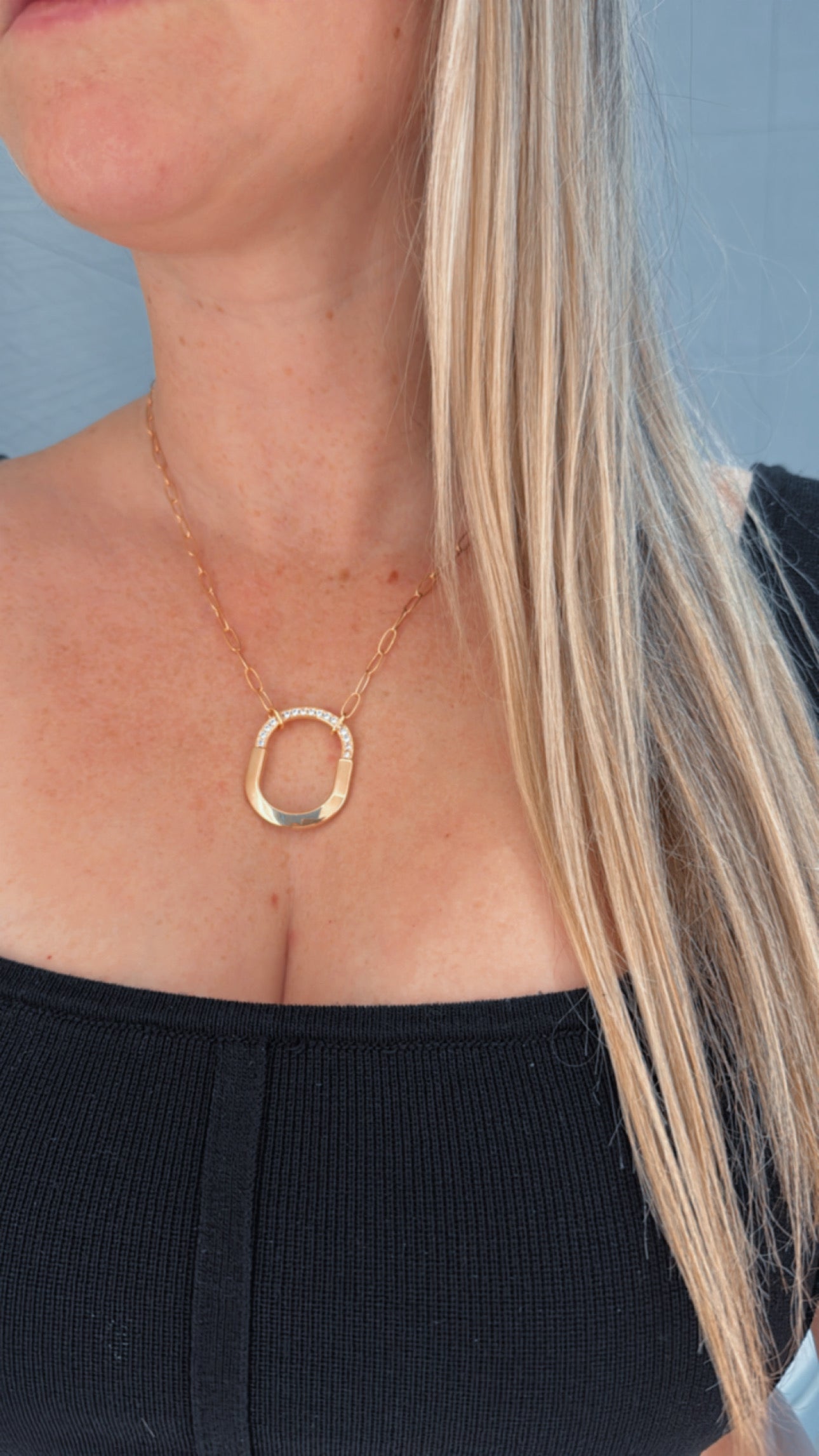 T NECKLACE SILVER ROSE GOLD