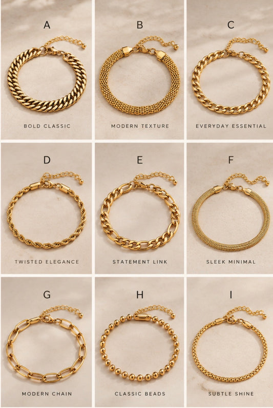 GOLD BRACELETS WITH EXTENSION STAINLESS STEEL