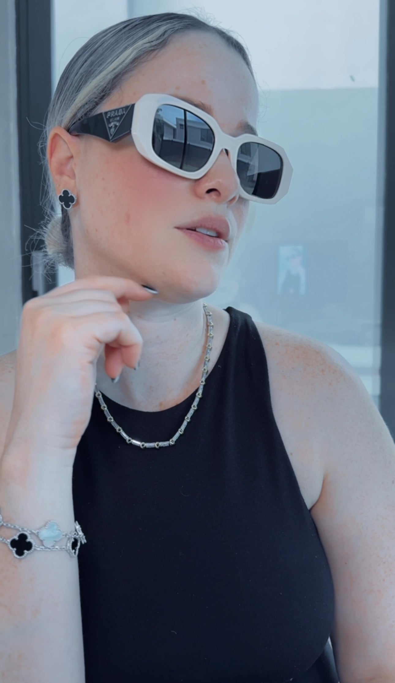 P BLACK & BONE WHITE SUNGLASSES
