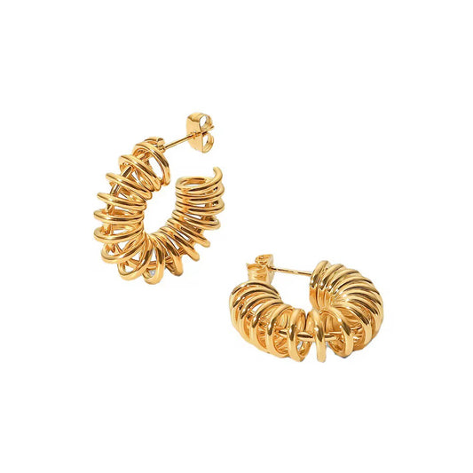 SWIRL GOLD EARRINGS STAINLESS STEEL 18K GOLD PLATED