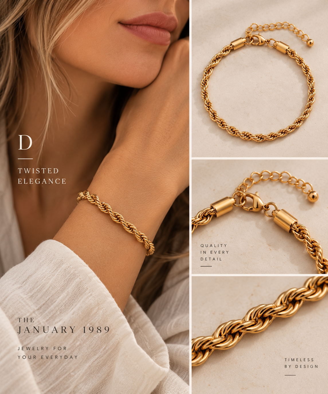 GOLD BRACELETS WITH EXTENSION STAINLESS STEEL