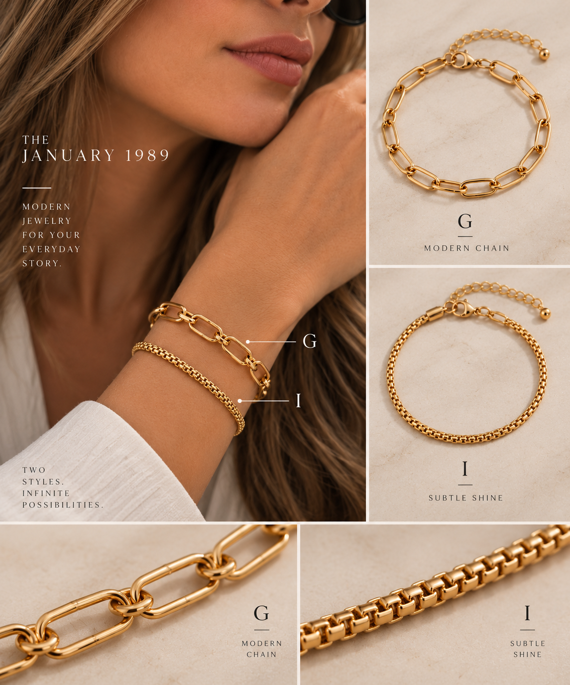 GOLD BRACELETS WITH EXTENSION STAINLESS STEEL