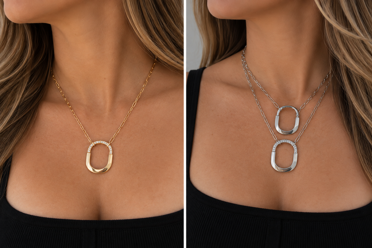 T NECKLACE SILVER ROSE GOLD
