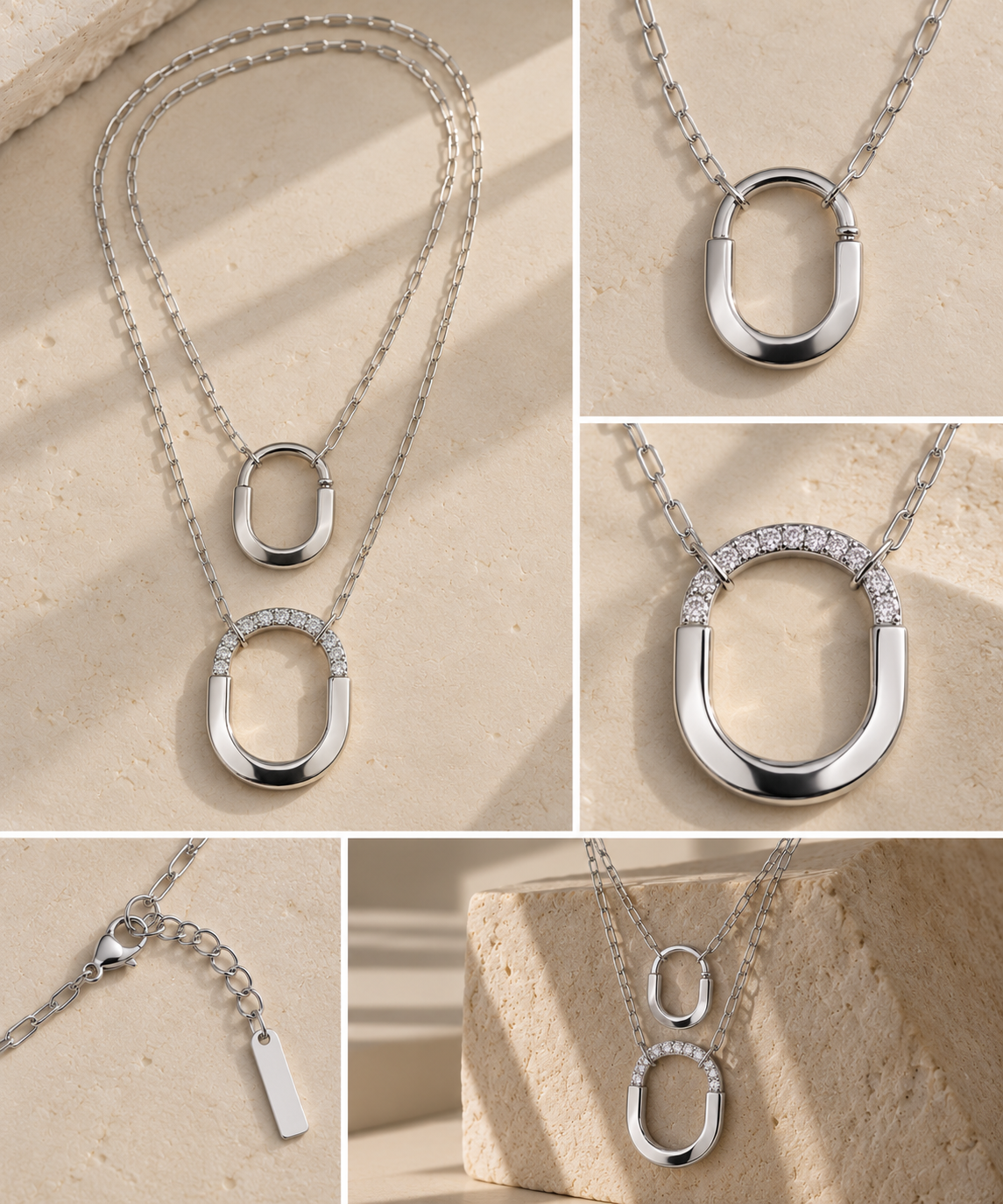 T NECKLACE SILVER ROSE GOLD