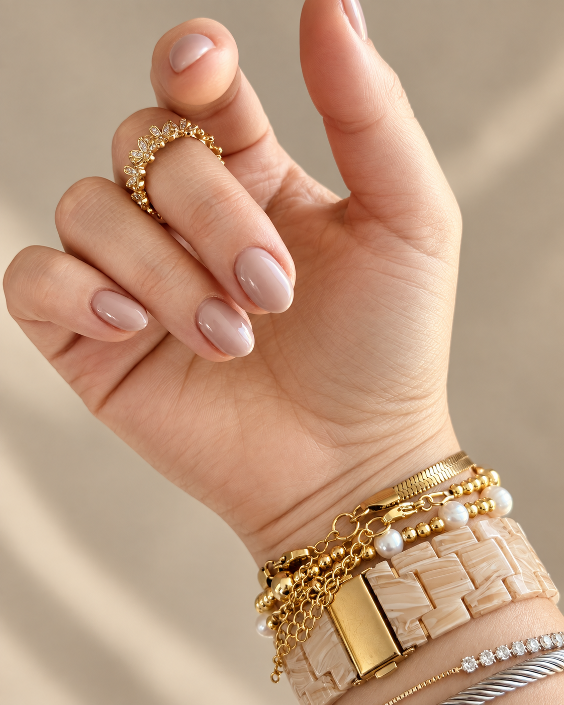 GOLD ZIRCONIA FLOWERS RING