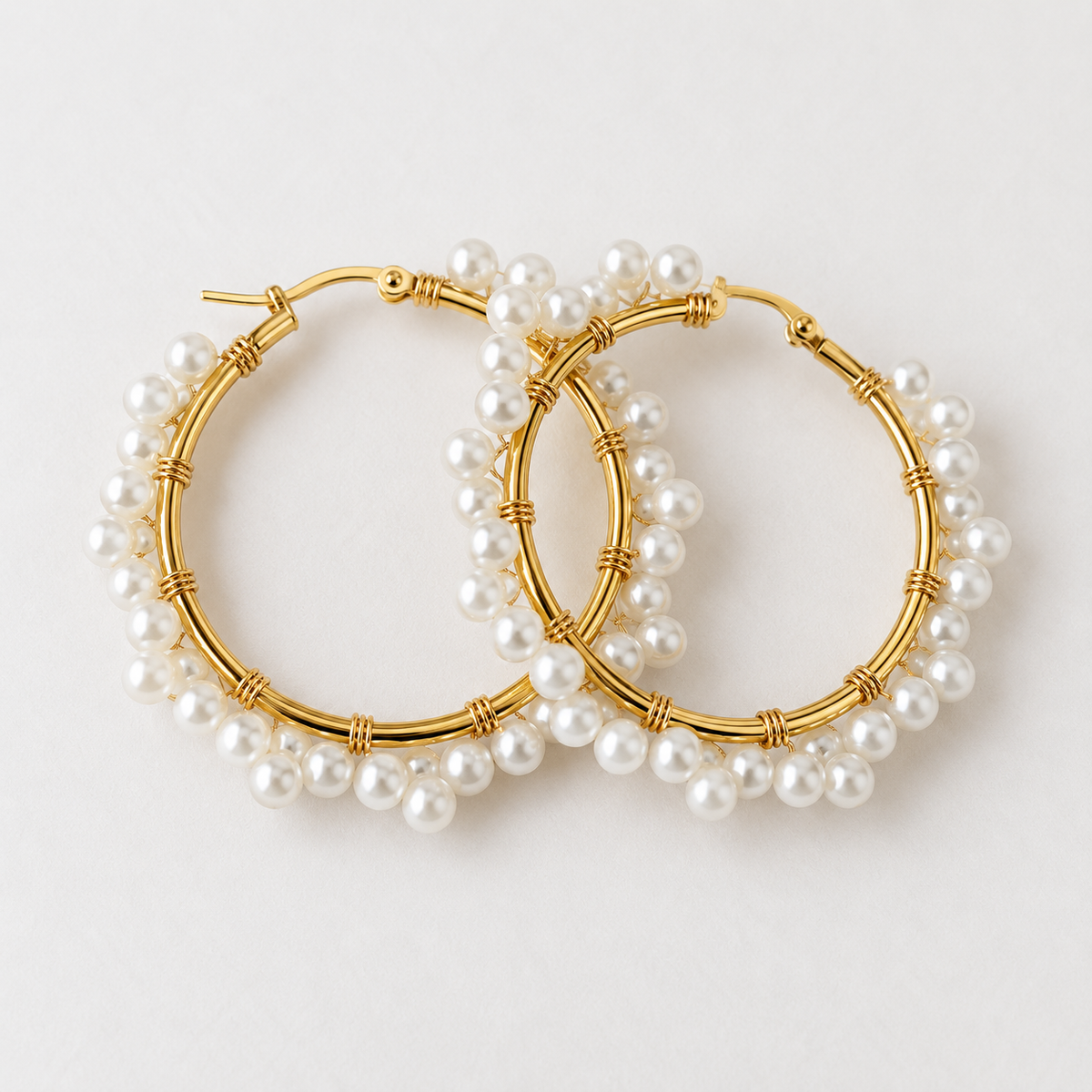 GOLD PEARL HOOPS