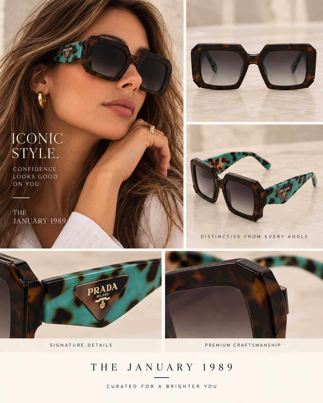 P GREEN BLACK SUNGLASSES