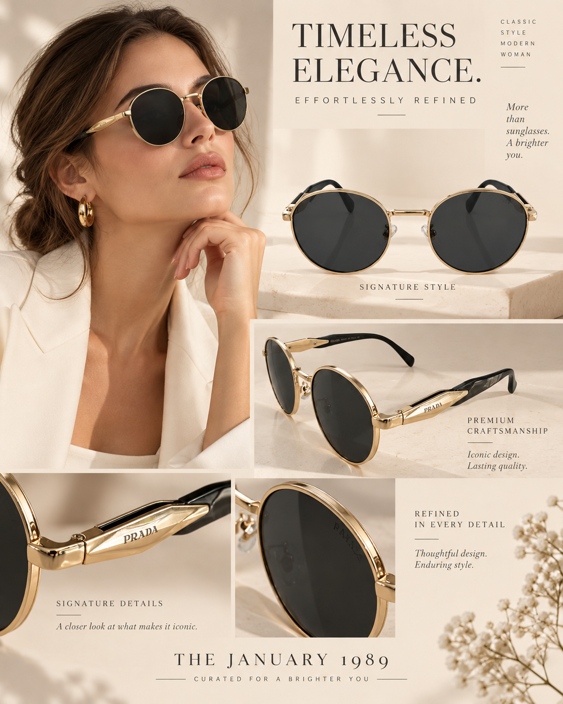 P COLORS BROWN GOLD BLACK SUNGLASSES