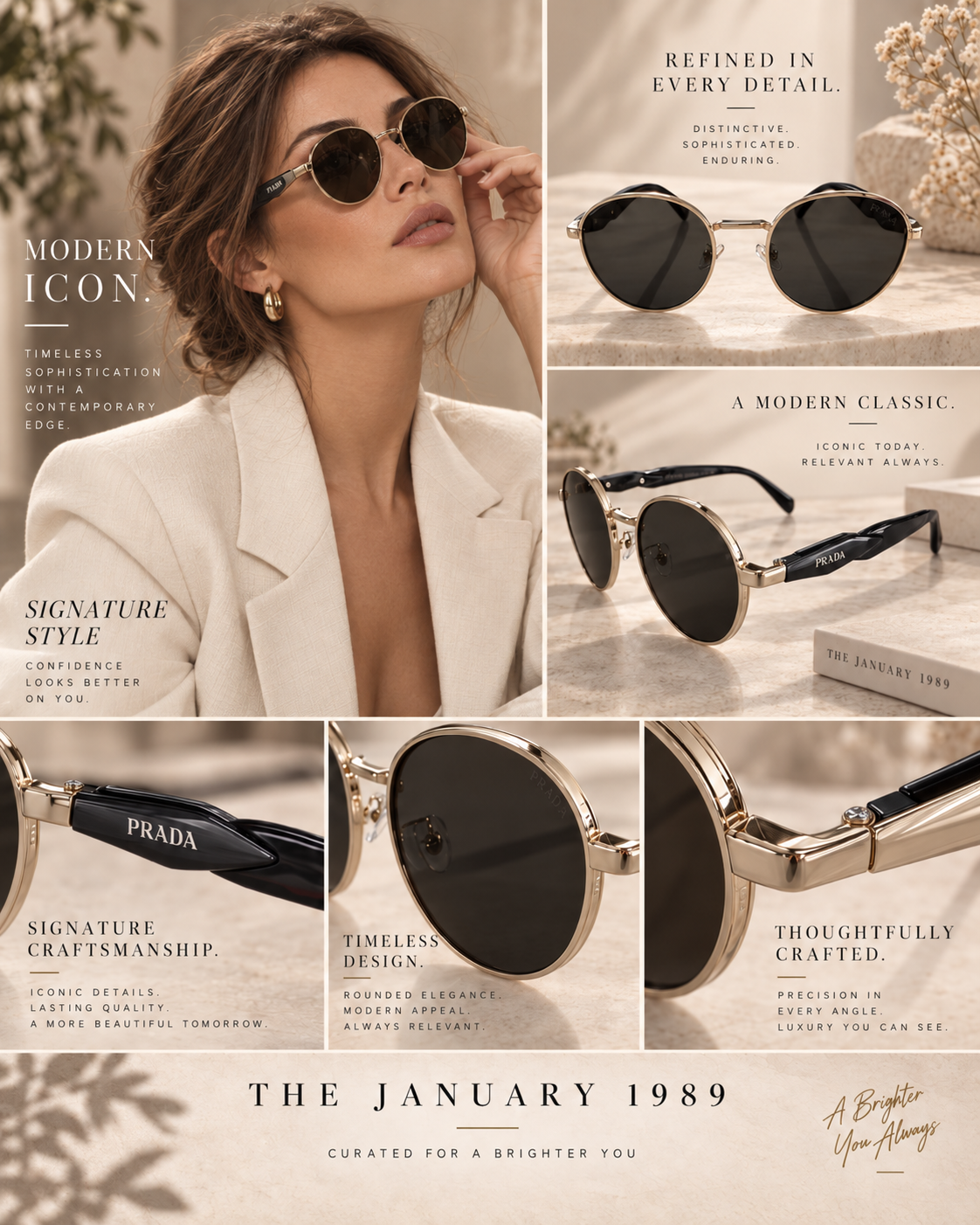 P COLORS BROWN GOLD BLACK SUNGLASSES