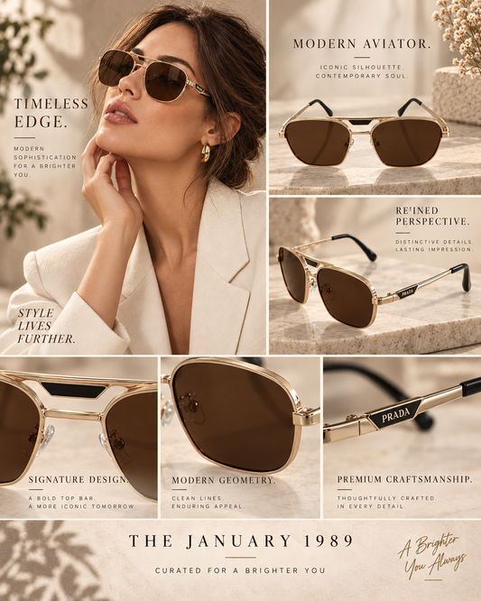P COLORS GOLD BLACK BROWN SUNGLASSES