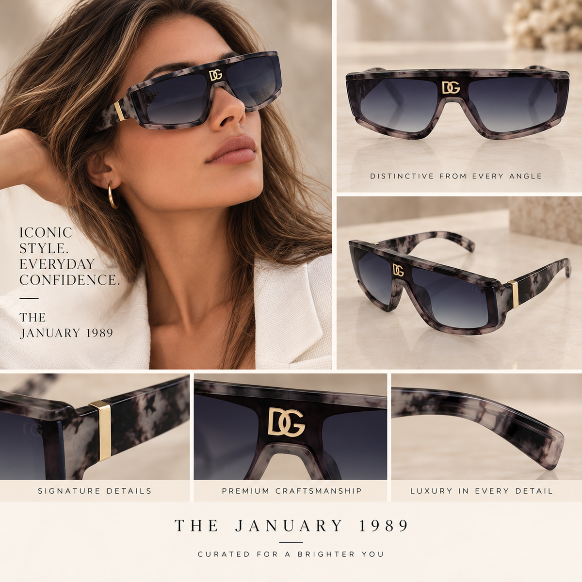 D COLORS BROWN SILVER BLACK PRINT SUNGLASSES