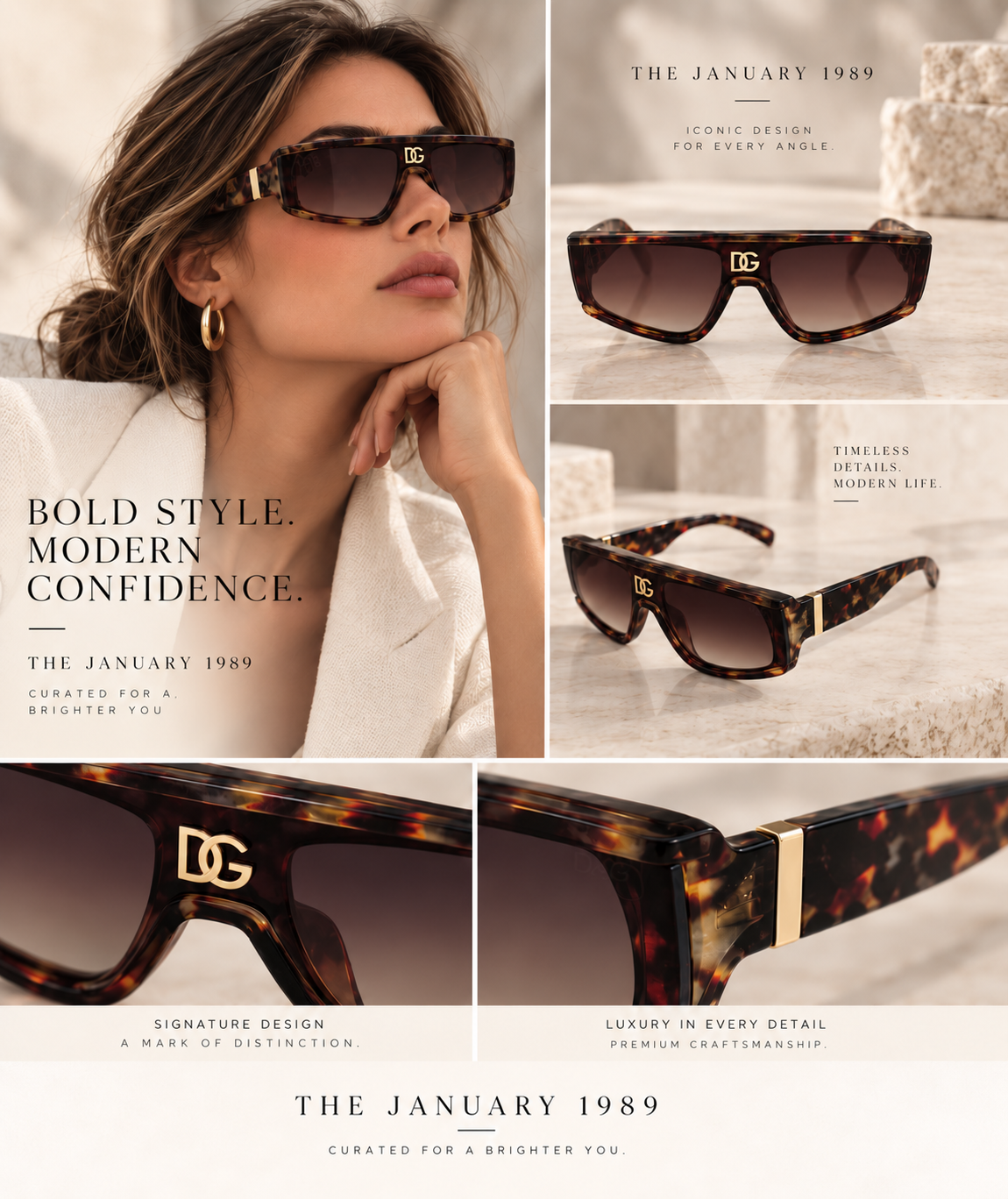 D COLORS BROWN SILVER BLACK PRINT SUNGLASSES
