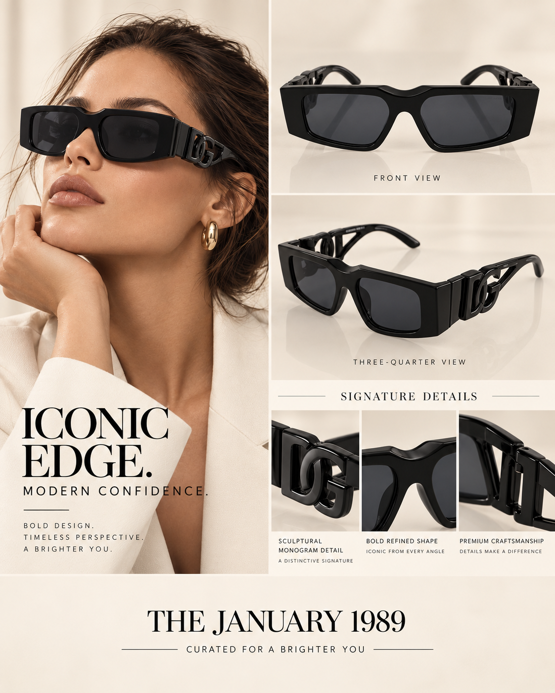 D COLORS BLACK BROWN BEIGE SUNGLASSES
