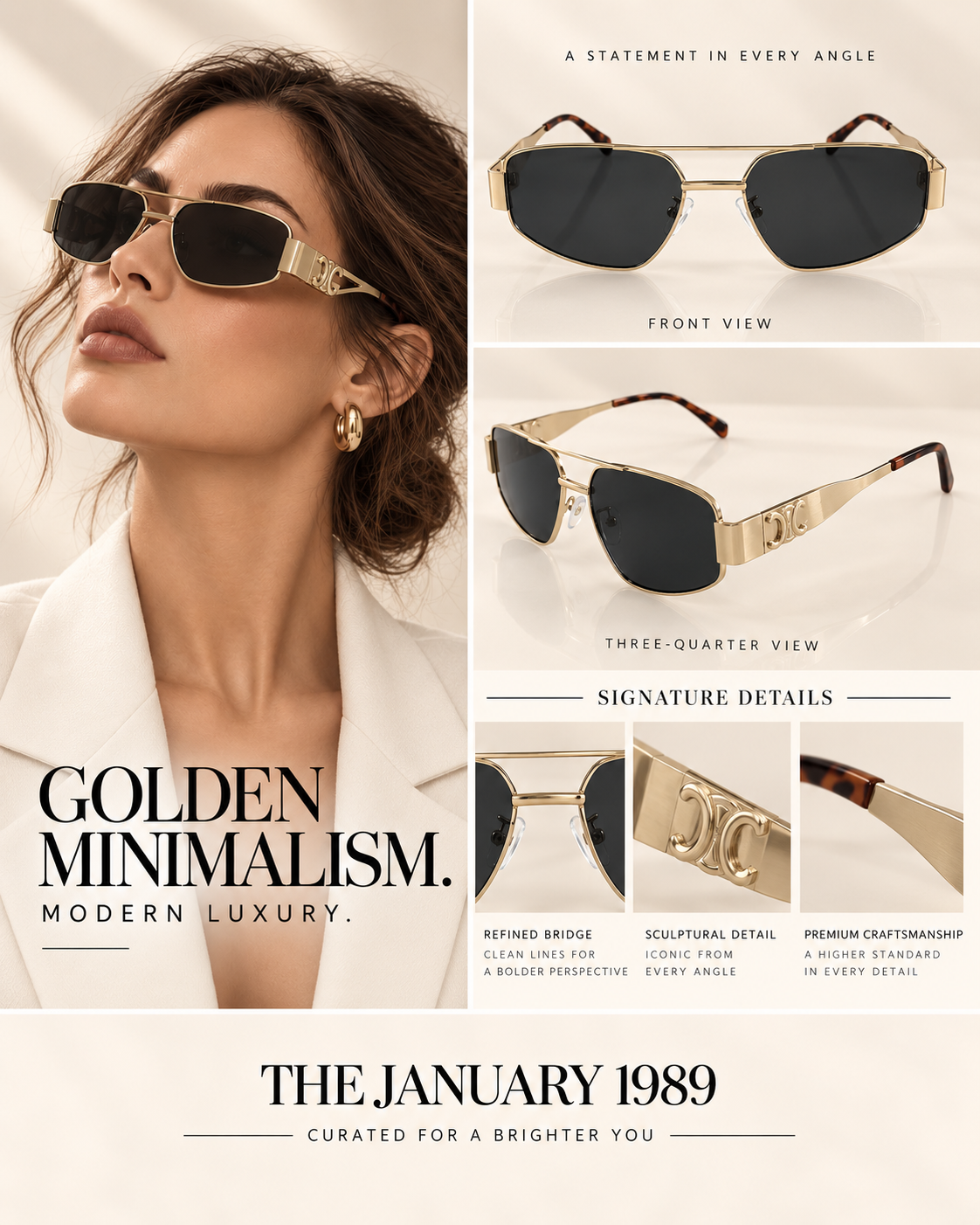 C COLORS SILVER GOLD SUNGLASSES
