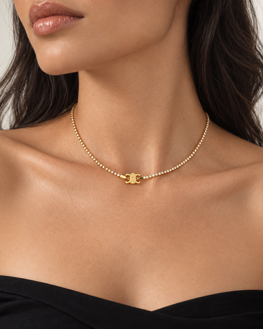 C GOLD ZIRCONIA NECKLACE