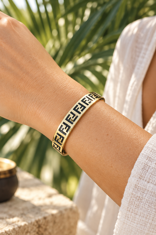 F GOLD BLACK BRACELET