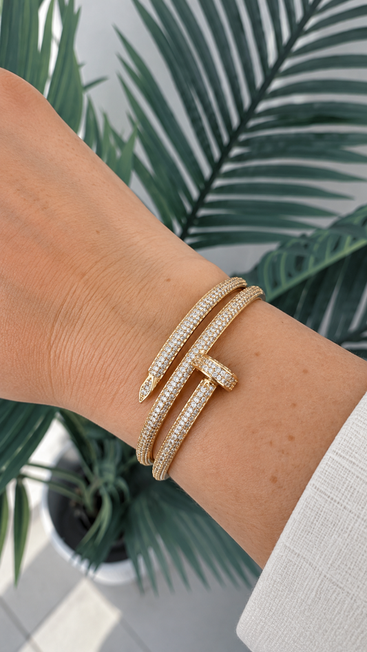C DOUBLE SILVER GOLD ZIRCONIA