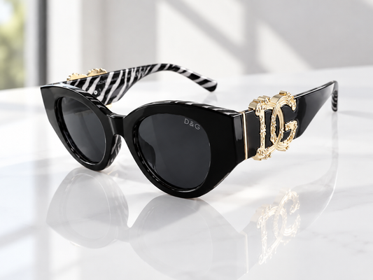 D BLACK AND GOLD ZEBRA SUNGLASSES