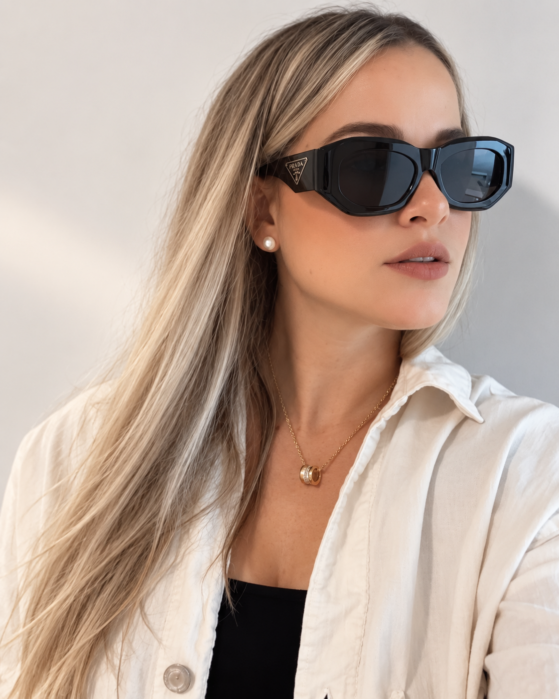 P COLORS BLACK BROWN WHITE SUNGLASSES