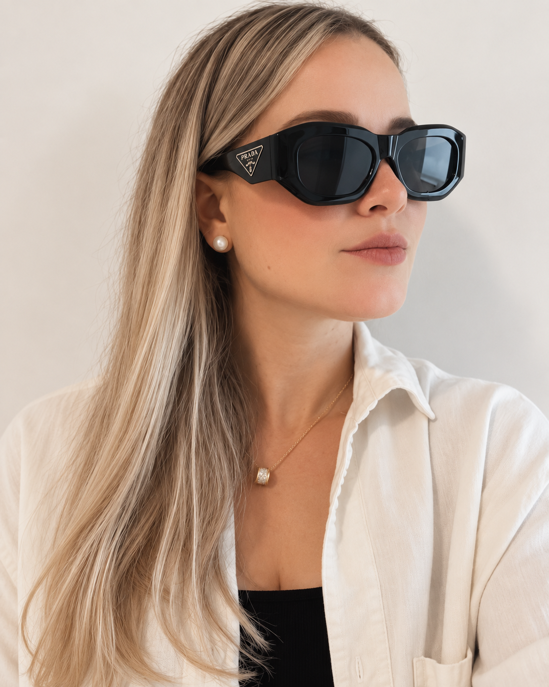 P COLORS BLACK BROWN WHITE SUNGLASSES