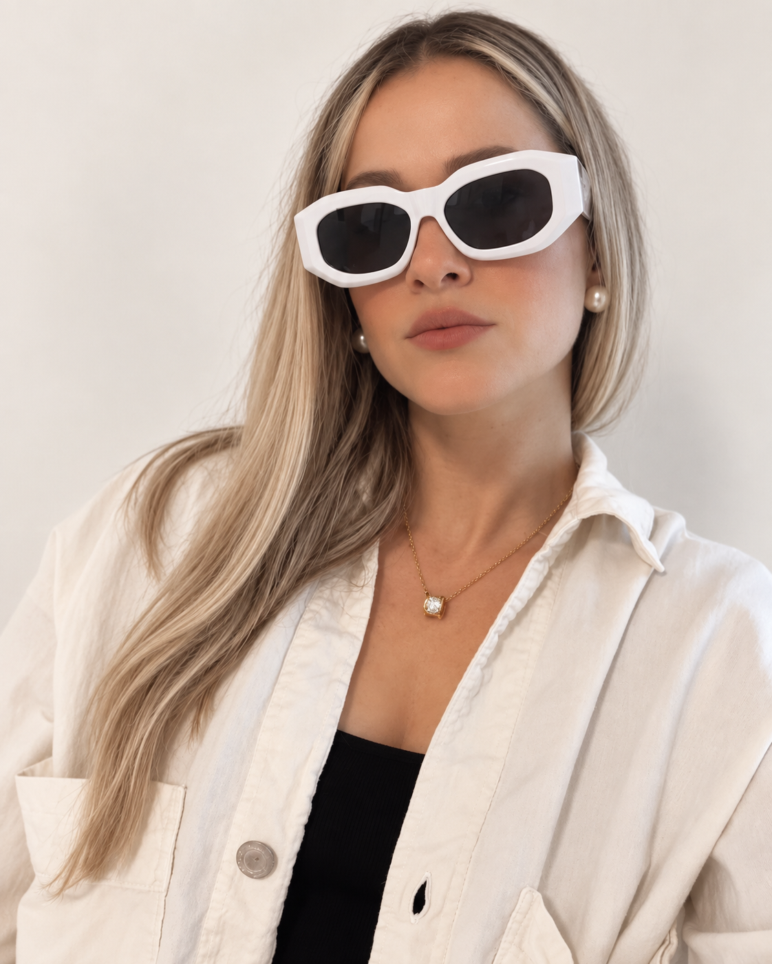 P COLORS BLACK BROWN WHITE SUNGLASSES