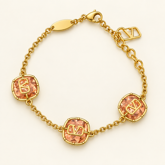 V CLEAR & ROSE BRACELET