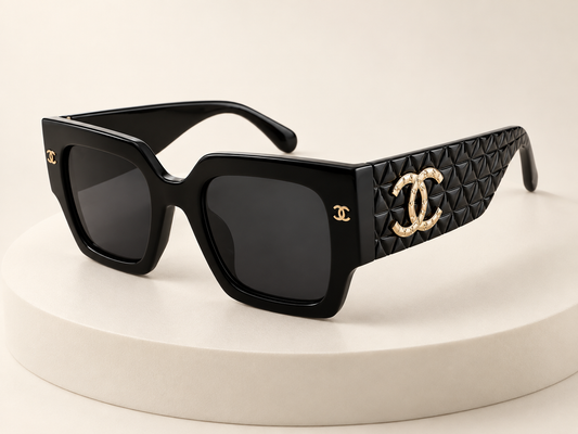 C BLACK AND GOLD SUNGLASSES