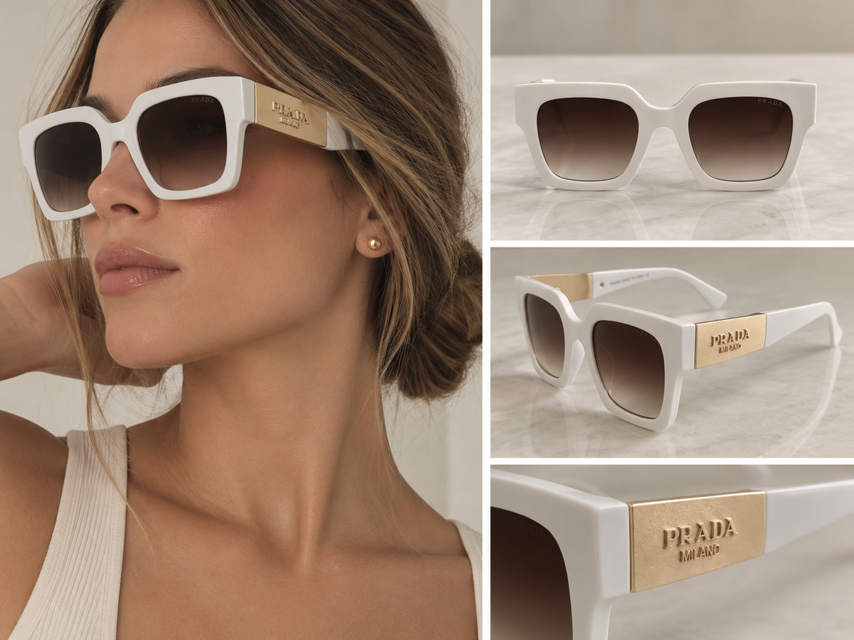 P COLORS BLACK WHITE BLUE GOLD SUNGLASSES