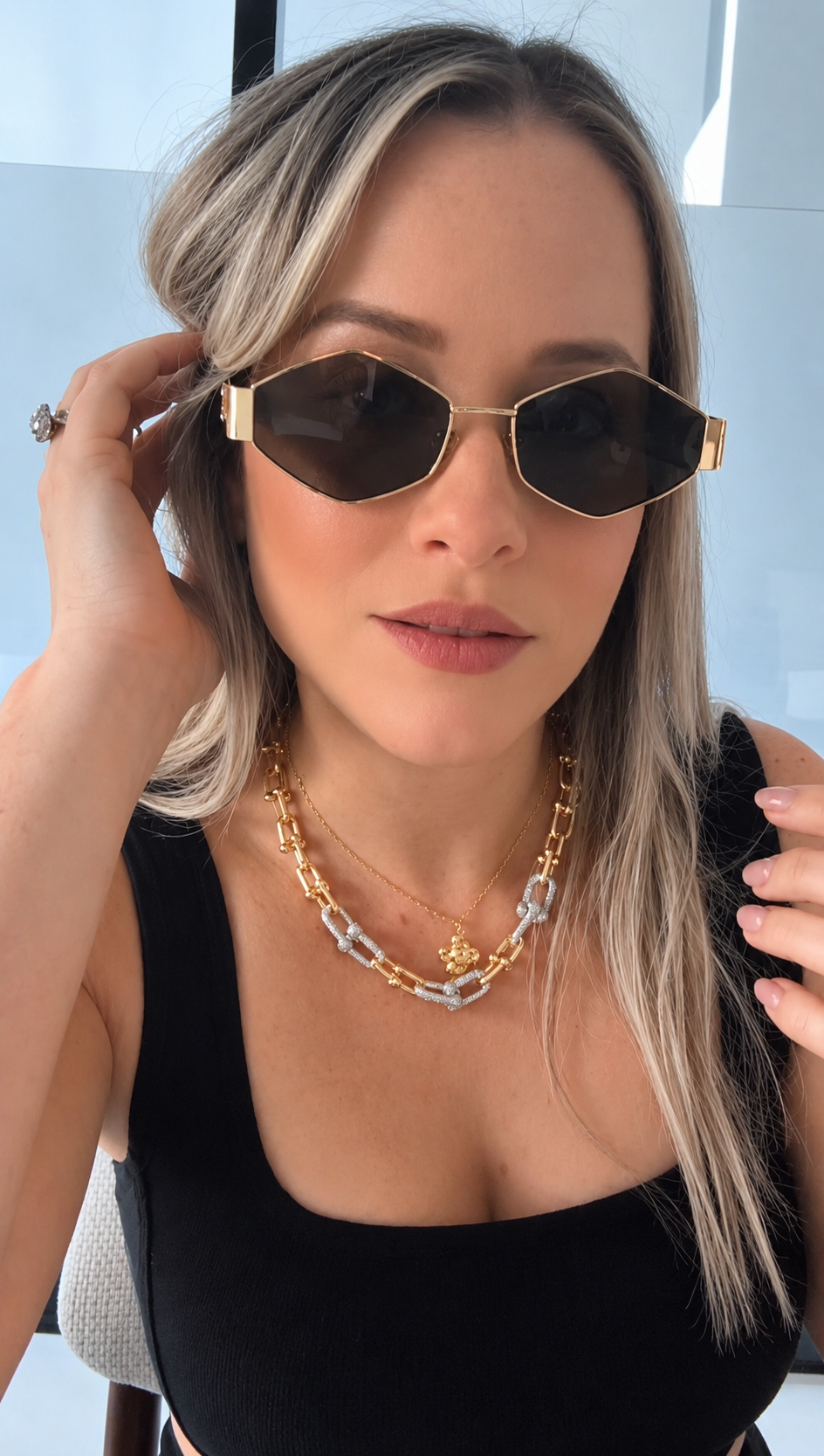 C GOLD HEXAGONAL SUNGLASSES REF 2