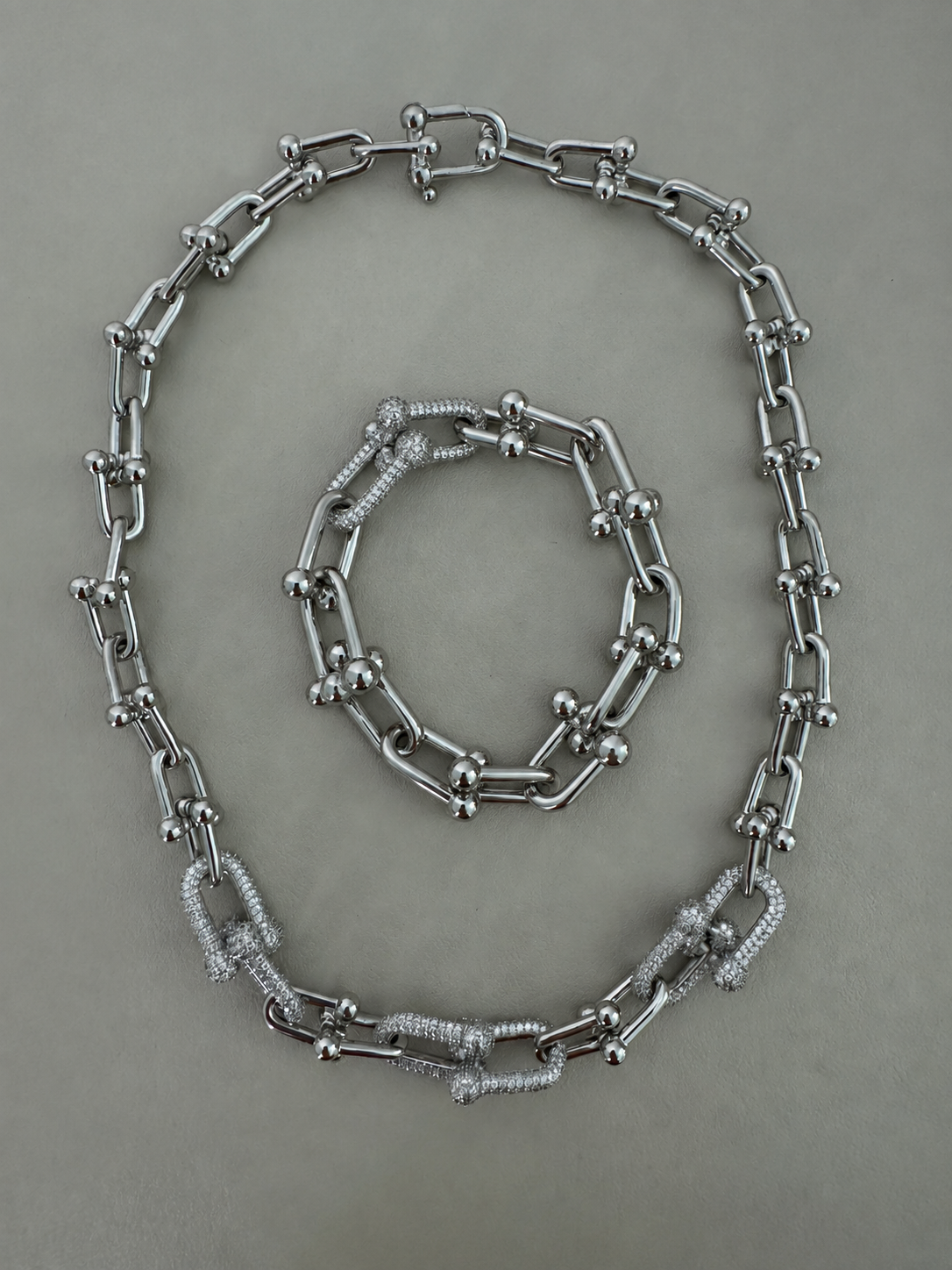 T COLORS SILVER GOLD BRACELET NECKLACE