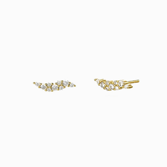 2 PIECES GOLD ZIRCONIA EARRINGS STUDS