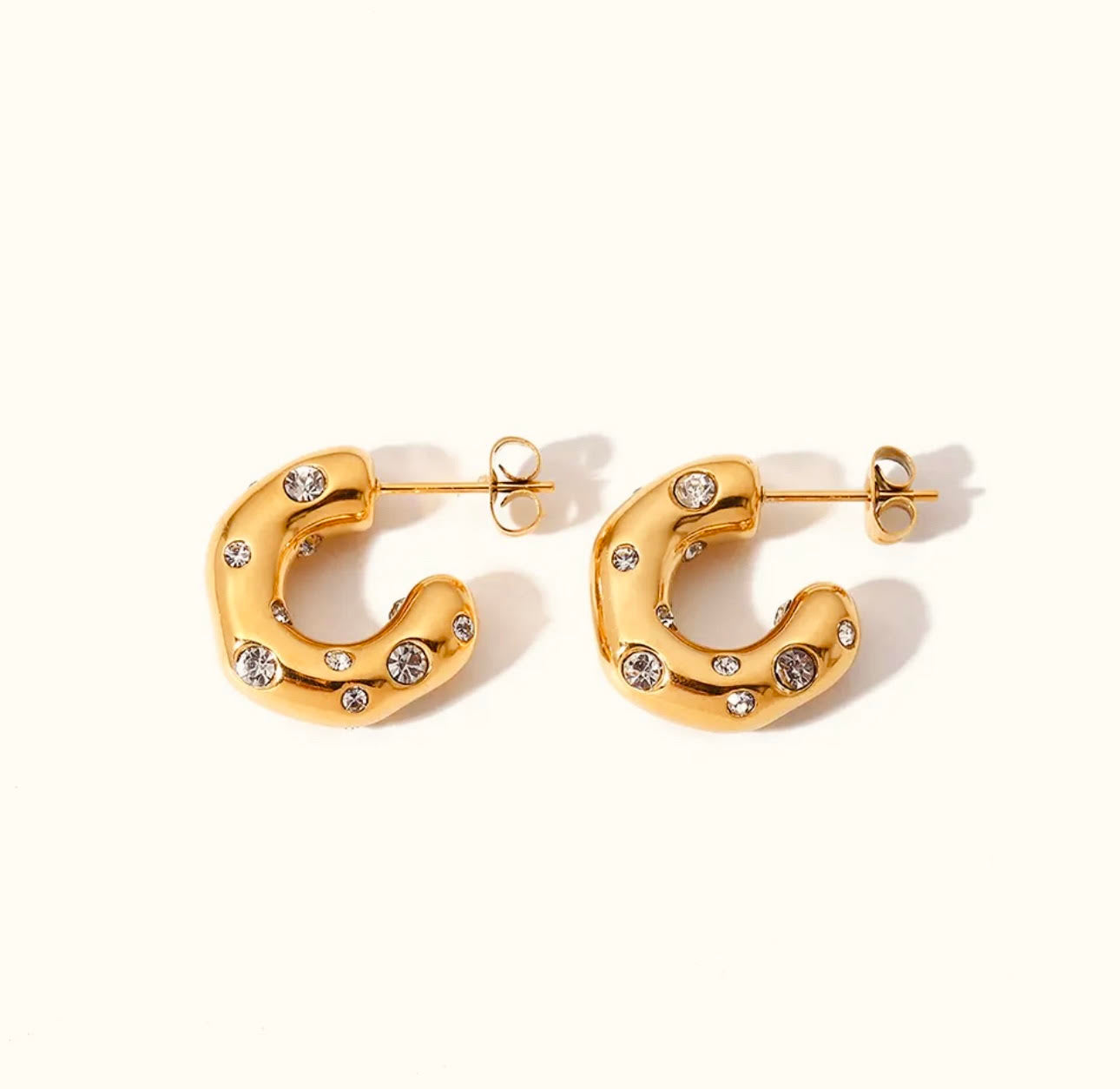 GOLD ZIRCONIA ASYMMETRIC EARRINGS